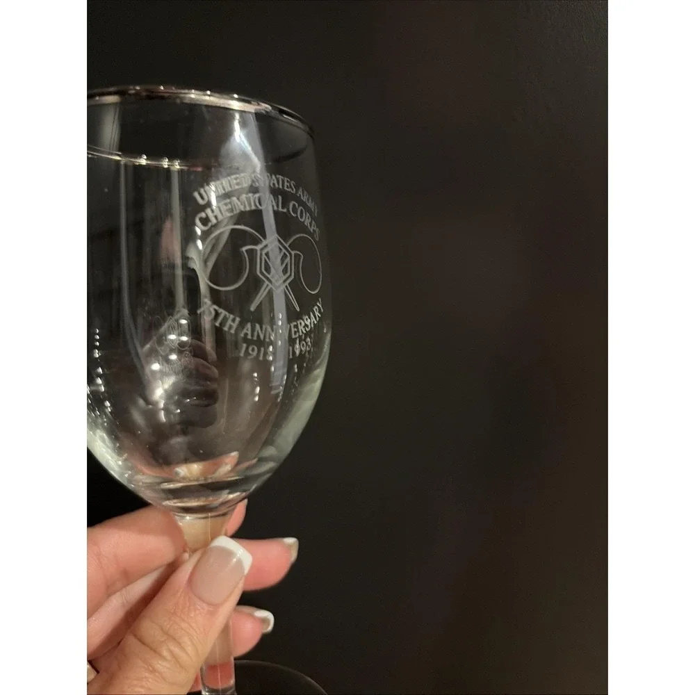 commemorative wine glass 75th Anniversary United States Army Chemical‎ corps '93
